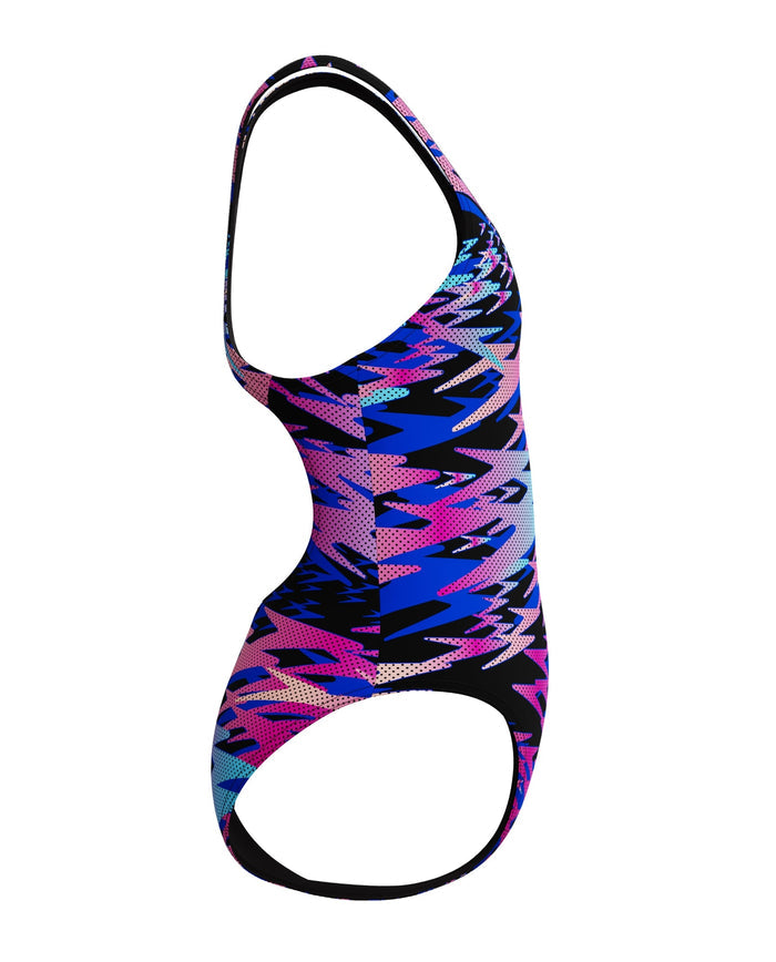 Speedo Girls Hyperboom Print Medalist Swimsuit - Black/Pink