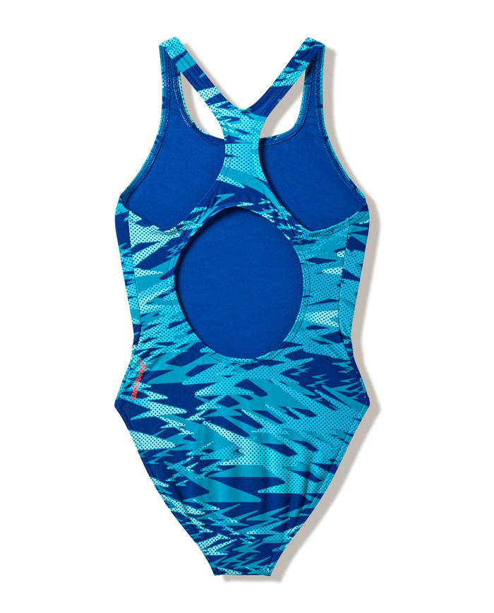 Speedo Girls Hyperboom Print Medalist Swimsuit - Navy/Blue