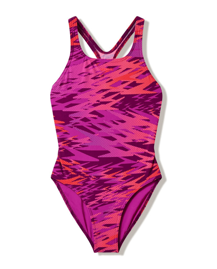 Speedo Girls Hyperboom Print Medalist Swimsuit - Pink/Light Pink