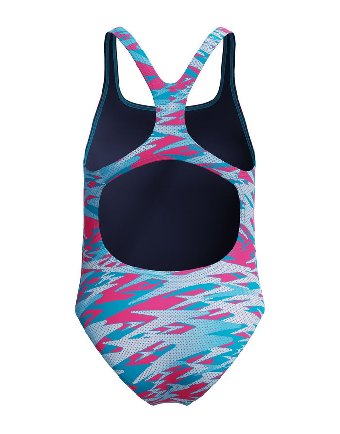 Speedo Girls Hyperboom Printed Medalist Swimsuit - Blue/Pink