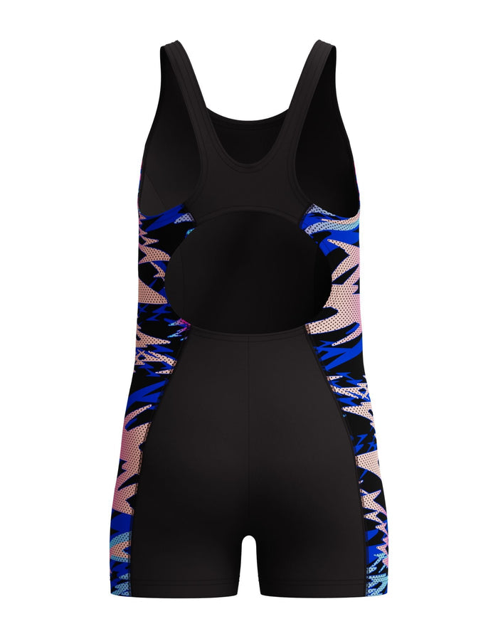 Speedo Girls Hyperboom Splice Muscleback Legsuit - Black/Pink - Girls Swimwear