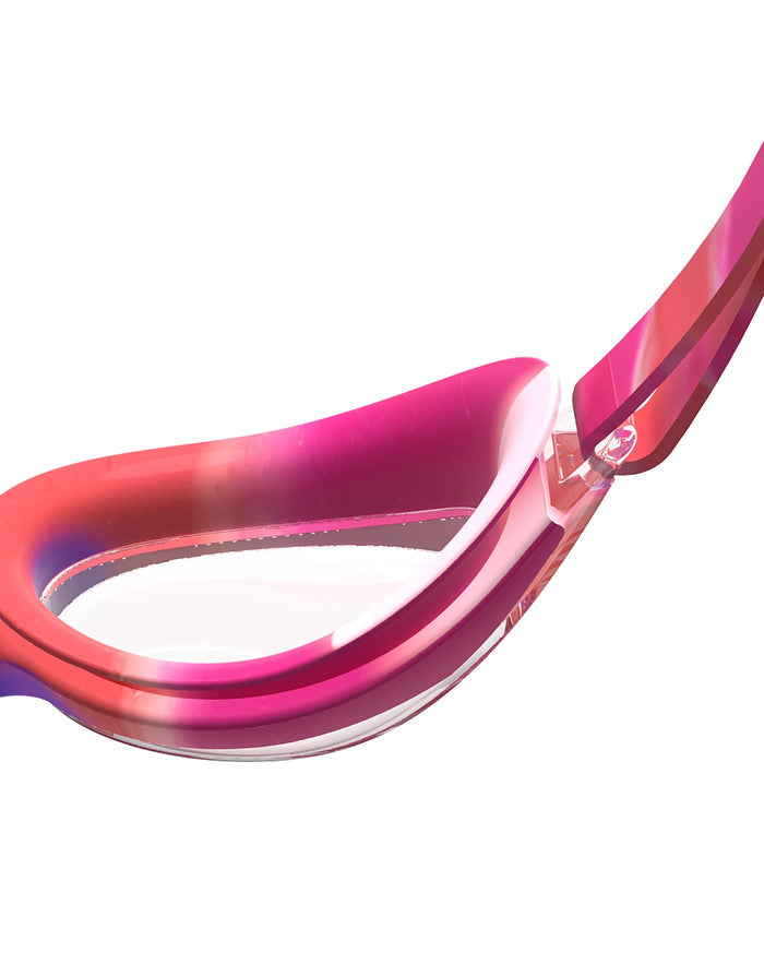 Pink and purple gradient Speedo Hyper Flyer Junior swim goggles with clear silicone lenses