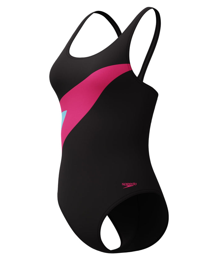 Speedo Hyperboom Butterfly Back Swimsuit - Black/Pink