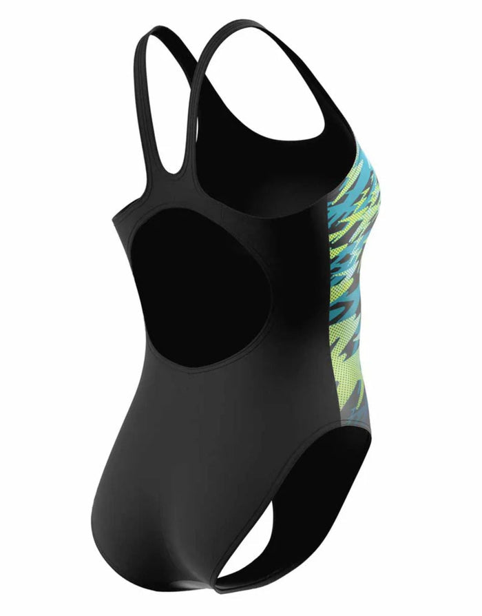 Speedo - Hyperboom Placement Muscleback Swimsuit - Black/Green - Product Back/Side