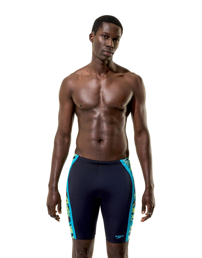 Speedo - Hyperboom Splice Swim Jammer - Black/Green - Model Front
