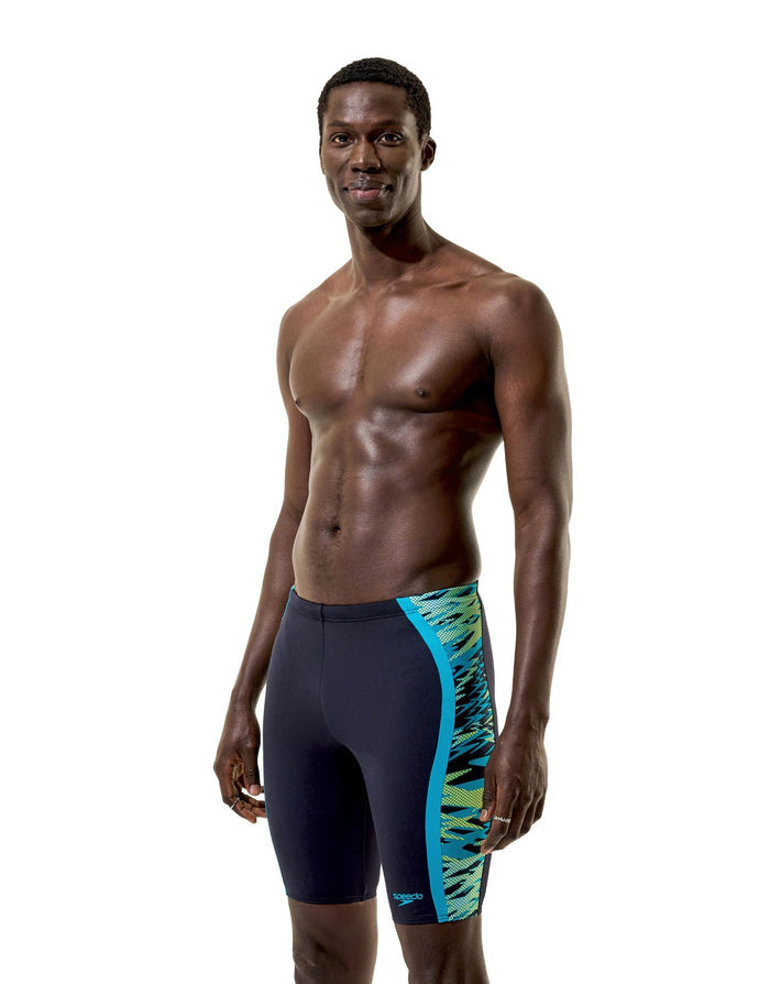 Speedo - Hyperboom Splice Swim Jammer - Black/Green - Model Front/Side