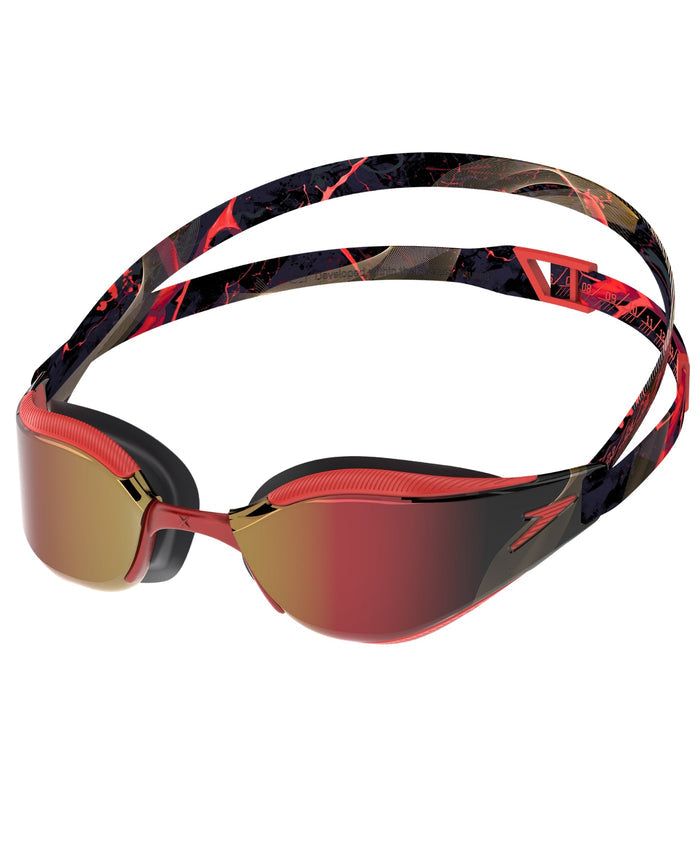 Speedo Limited Edition Fastskin Hyper Elite Mirrored Swim Goggles - Black/Red
