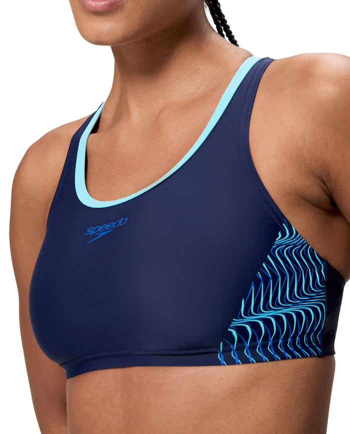 Speedo Placement Racerback 2 Piece Bikini - Navy/Light Blue