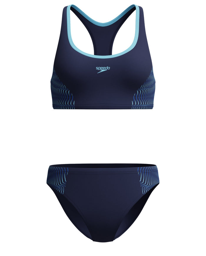 Speedo Placement Racerback 2 Piece Bikini - Navy/Light Blue