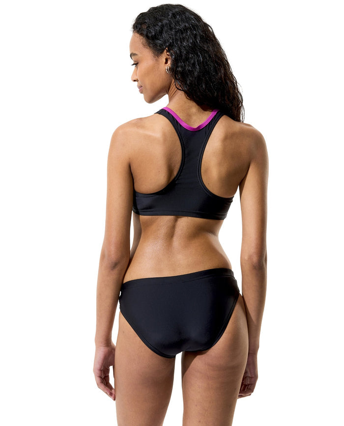 Speedo Placement Racerback 2 Piece Swimsuit - Black/Dark Pink