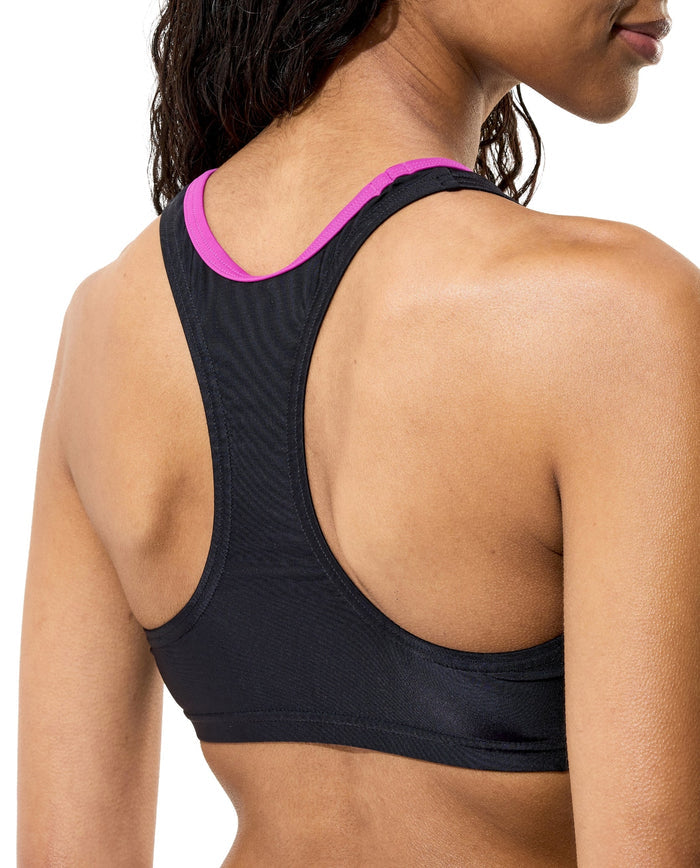 Speedo Placement Racerback 2 Piece Swimsuit - Black/Dark Pink