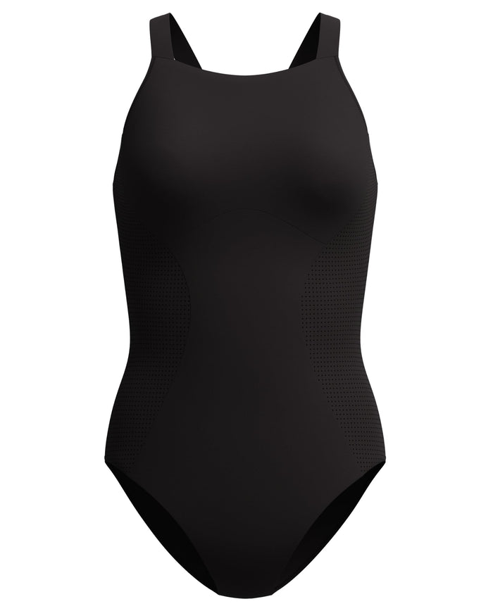 Speedo Sculpture Hi-Neck Contour Swimsuit - Black