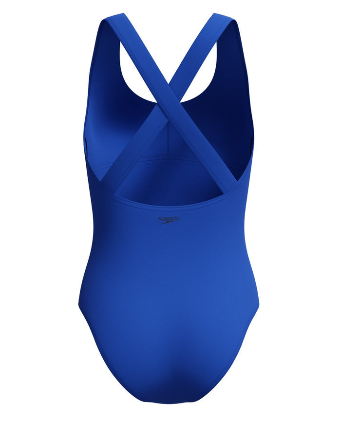 Speedo Solid Scoop Neck Swimsuit - Blue