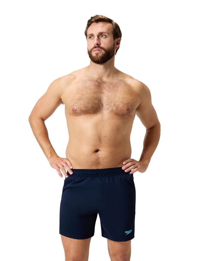 Navy blue Speedo Sport 2 Panel 16 inch watershorts with teal logo