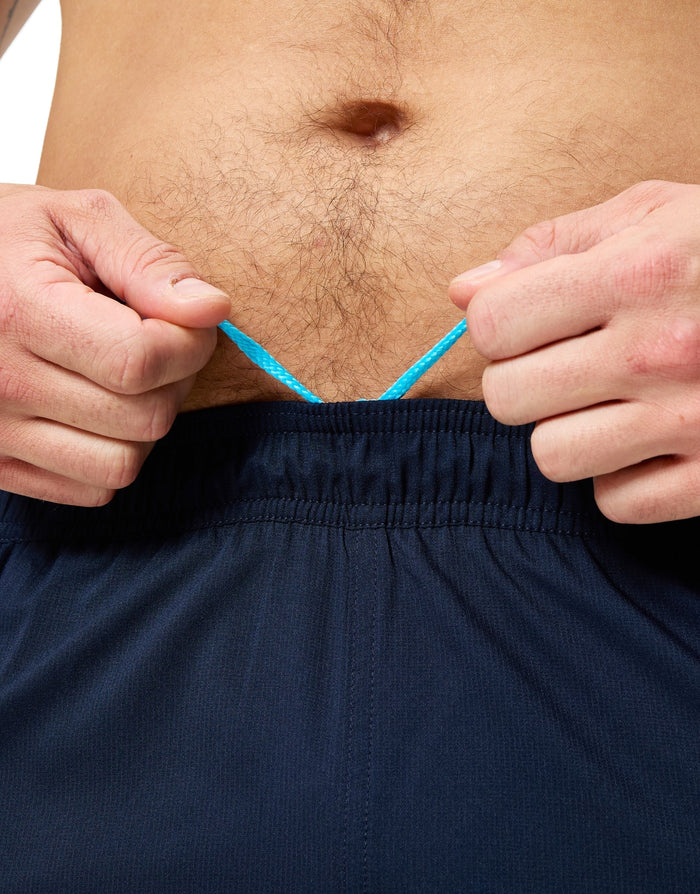Navy blue Speedo Sport 2 panel 16 inch watershorts with blue pen rubber grip