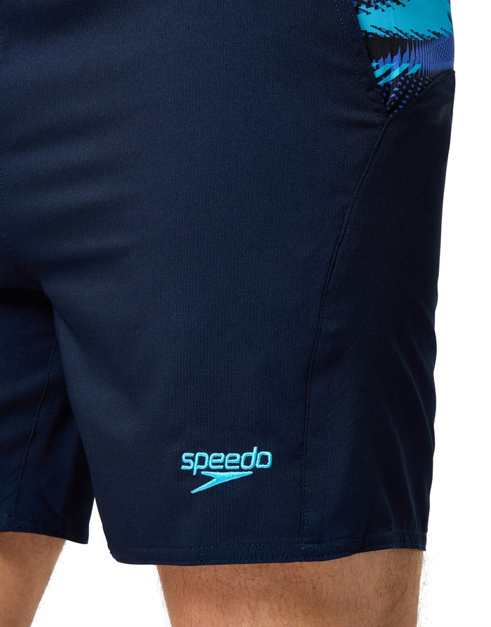 Navy blue Speedo Sport 2 Panel 16’’ watershorts with teal black side design