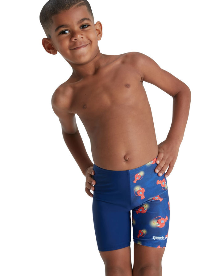 Speedo Tots Boys Digi Allover Jammer navy with blue fish trunks