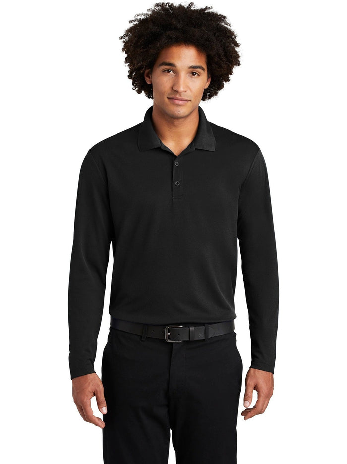 Sport-Tek PosiCharge RacerMesh Long Sleeve Polo-Regular-Sport-Tek-Black-S-Thread Logic