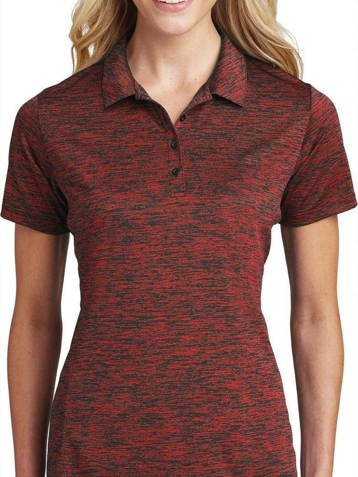 Sport-Tek Ladies PosiCharge Electric Heather Polo-Regular-Sport-Tek-Deep Red/Black Electric-S-Thread Logic