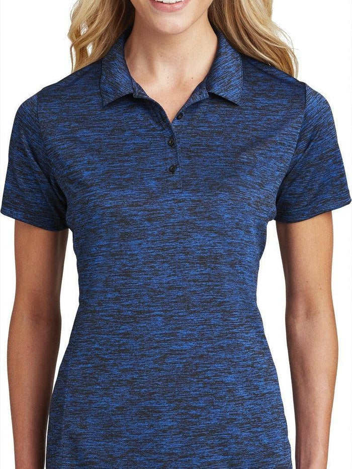Sport-Tek Ladies PosiCharge Electric Heather Polo-Regular-Sport-Tek-Dark Royal-Black Electric-S-Thread Logic
