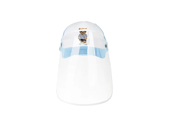 Sublimation Adult Mesh Cap w/ Removable Face Shield (Light Blue)