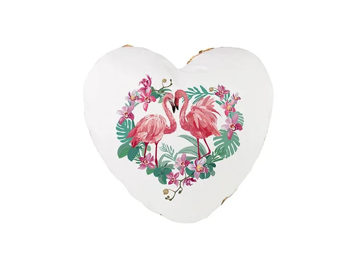 Sublimation Heart Shaped Sequin Pillow Cover (Gold w/ White, 39*44cm)