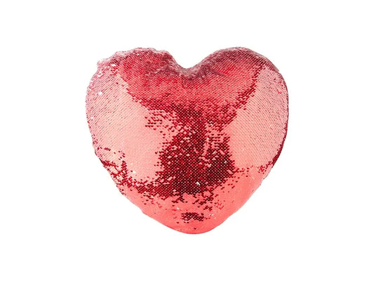 Sublimation Heart Shaped Sequin Pillow Cover (Red w/ White, 39*44cm)
