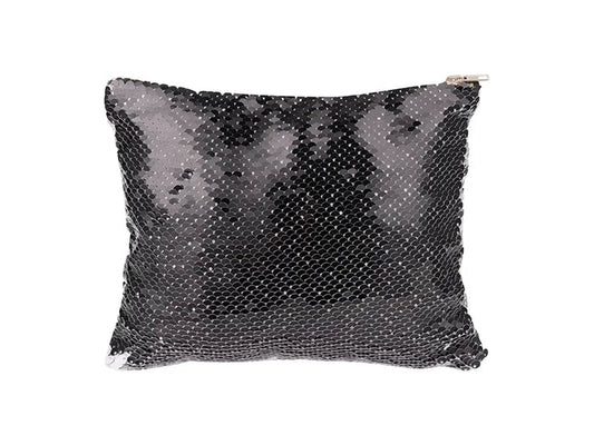 Sublimation Sequin Makeup Bag / Pencil Case (Black/White, 16.5*20.5cm)