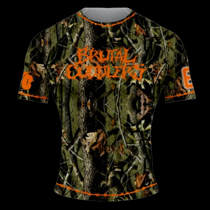 Brutal Cuddlers Submission Hunter camo BJJ rashguard front view for no gi grappling