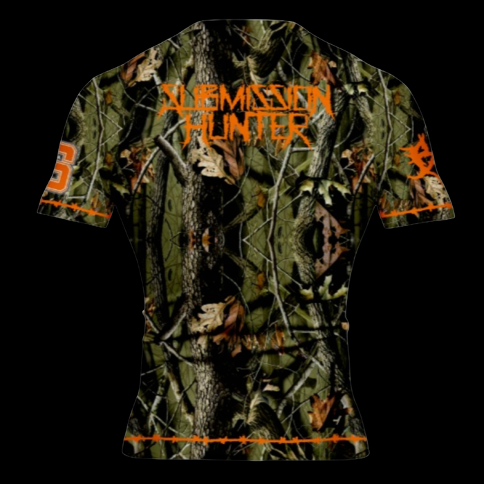 Brutal Cuddlers Submission Hunter camo BJJ rashguard back design for grappling