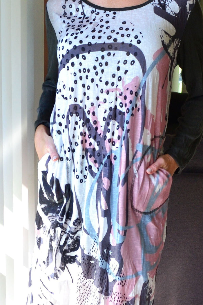 Sweet Caroline Crinkle Tunic Dress by Cafe Latte, shown in soft fabric with a relaxed fit and subtle crinkle texture.
