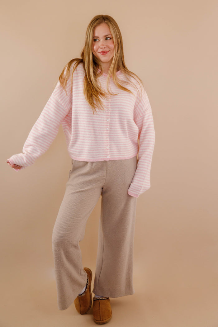 Pink Stripe Cardigan- Things Between Cardigan- Pin-Striped Piper Cardigan