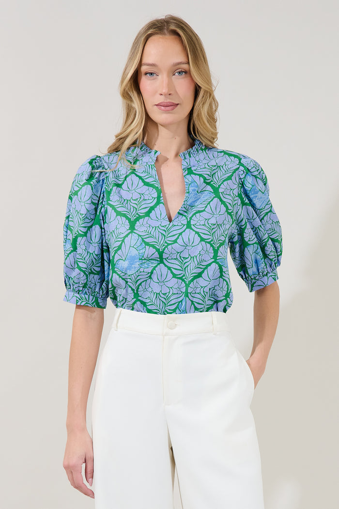 Terri Puff Sleeve Top Floral