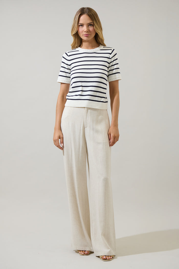 Tessie Stripe Short Sleeve Sweater Top