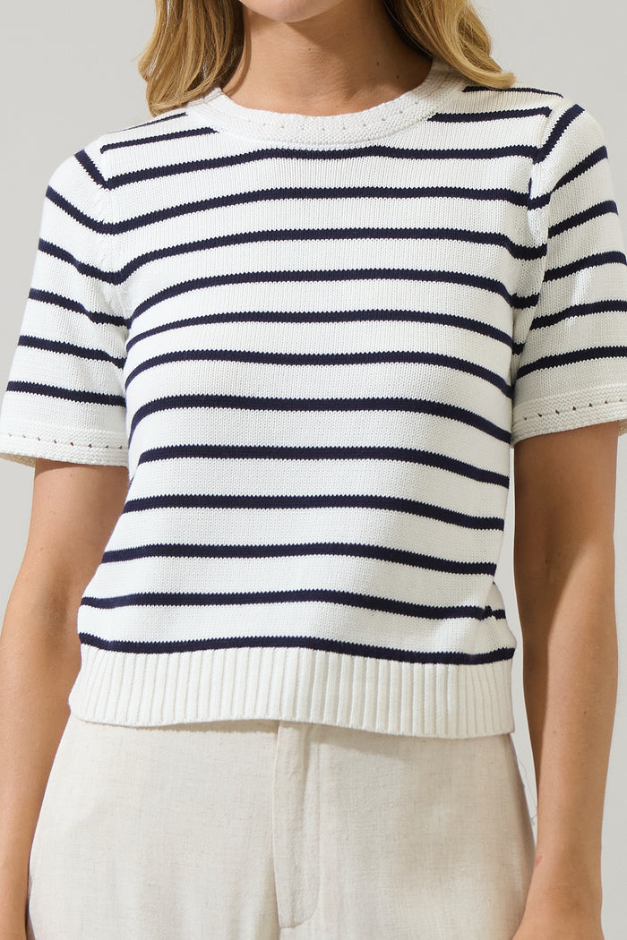Tessie Stripe Short Sleeve Sweater Top