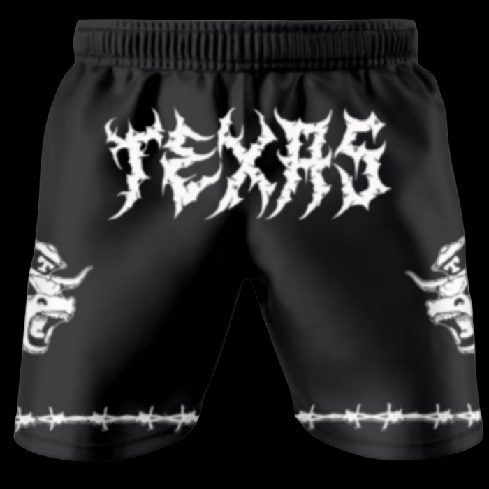 Brutal Cuddlers Texas themed grappling shorts front view for no gi BJJ training
