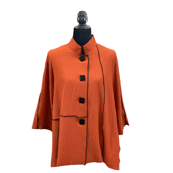 Textured Button Front Shirt/Jacket in Rust - 3114-RST - Sizes M, L & XL