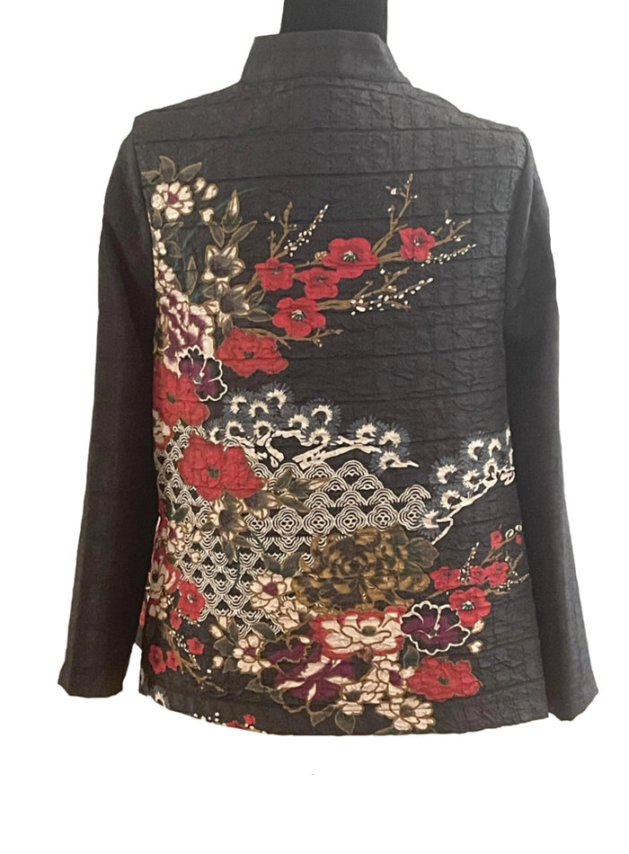 Textured Floral-Print Button Down Jacket - 3814