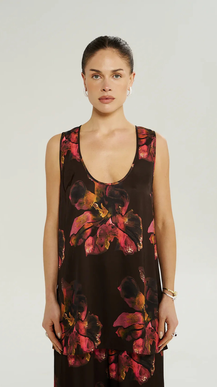 The Scoop Neck Tank -Chocolat Petals