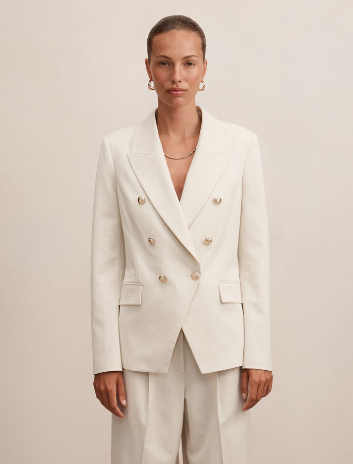 Tiana Military Blazer Cream Suit Forever New