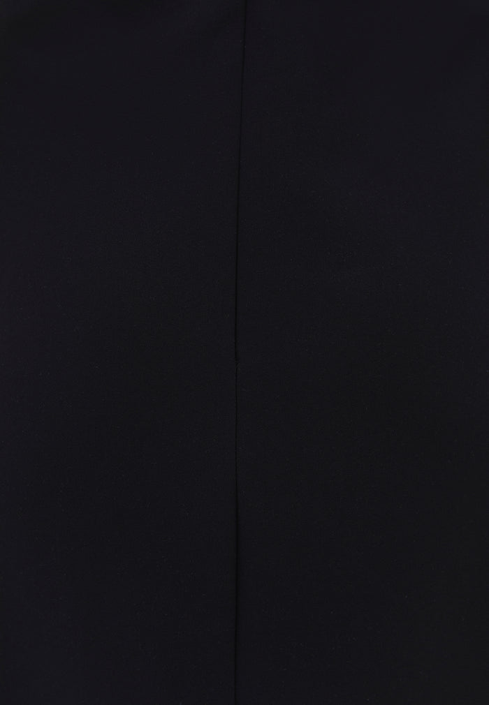 Tie Midi Dress With Crew Neck And A-Line - BLACK