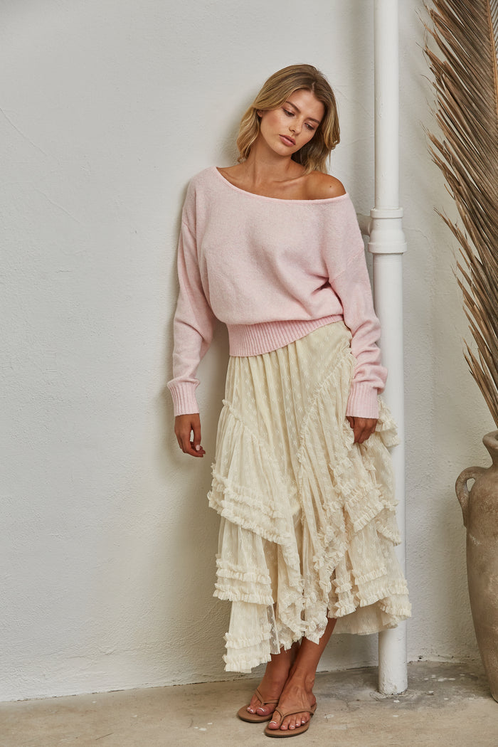 Tiered Ruffle Lace Maxi Skirt