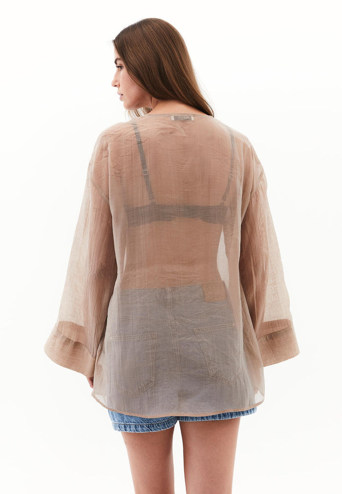 Tunic Blouse With Button Details - SAVANNAH TAN