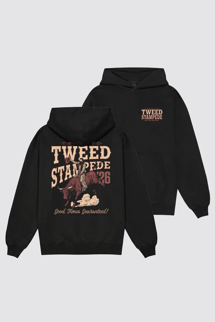 Tweed Stampede Hoodie - Black