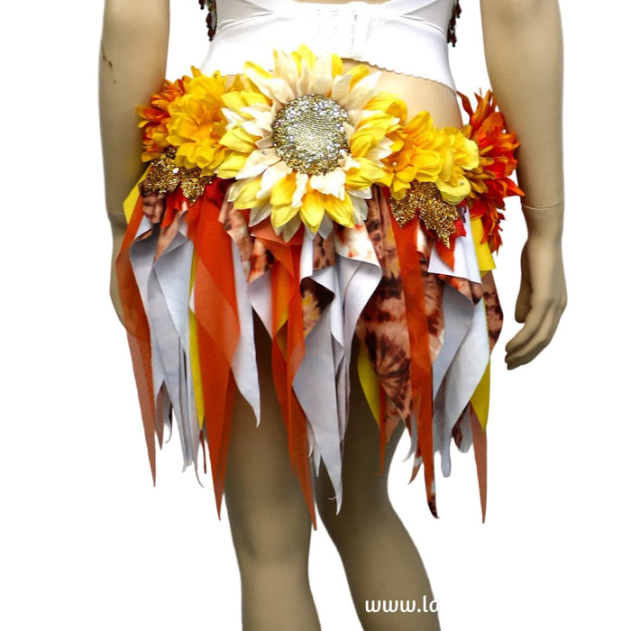 Two Piece Sun Flower Autumn Fall Fairy Bustier Corset and Skirt Costume