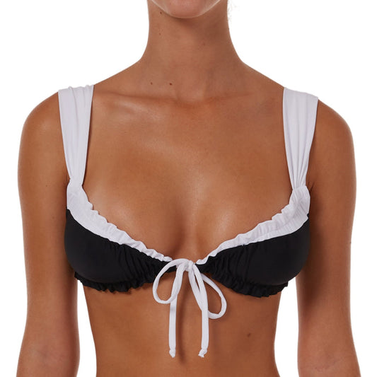 Two Tone Wide Ruched String Top