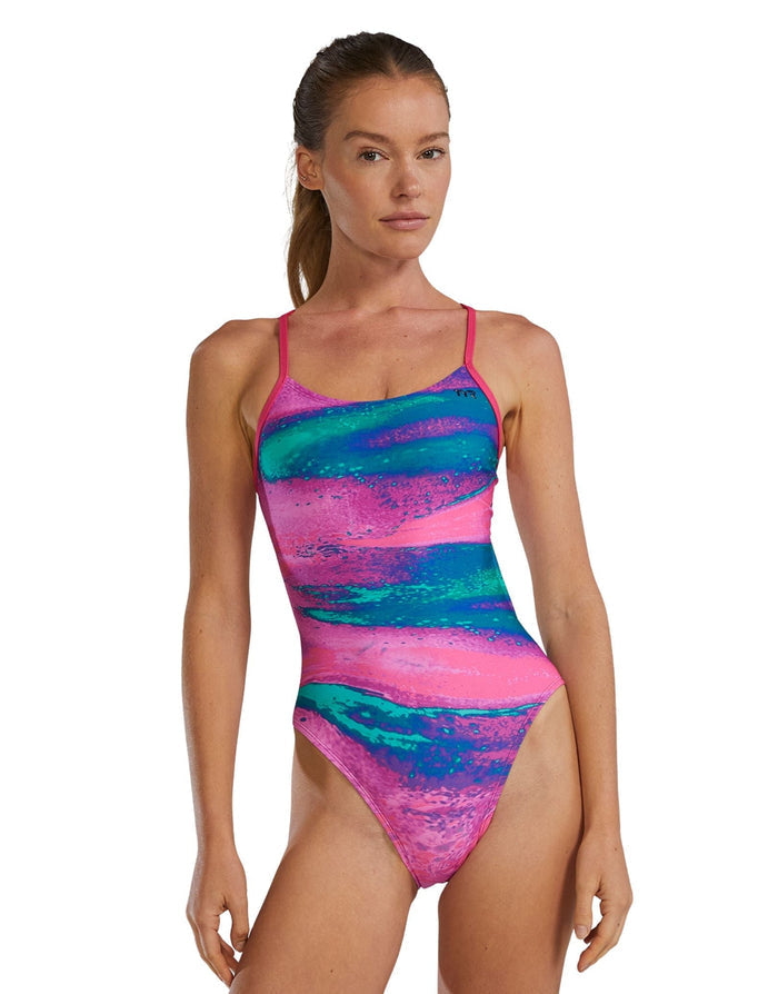 TYR Diffusion Durafast Elite Cutoutfit Swimsuit - Plasma Gold/Multi/Rainbow