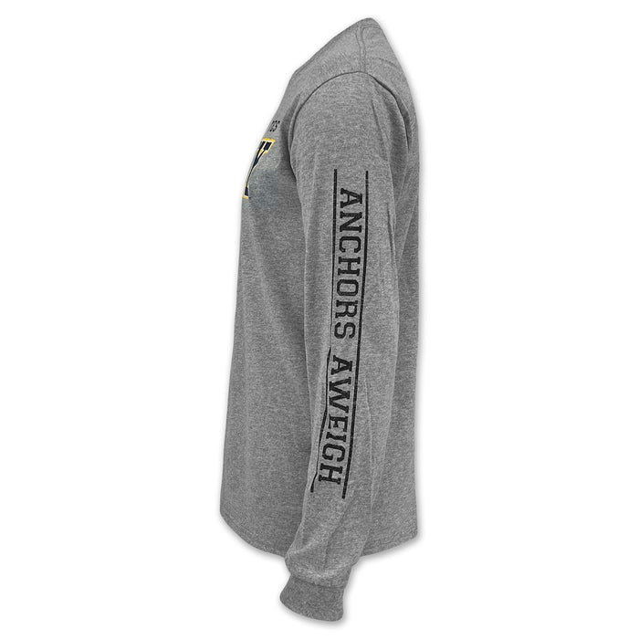 United States Navy Block Anchor Long Sleeve T-Shirt (Grey)