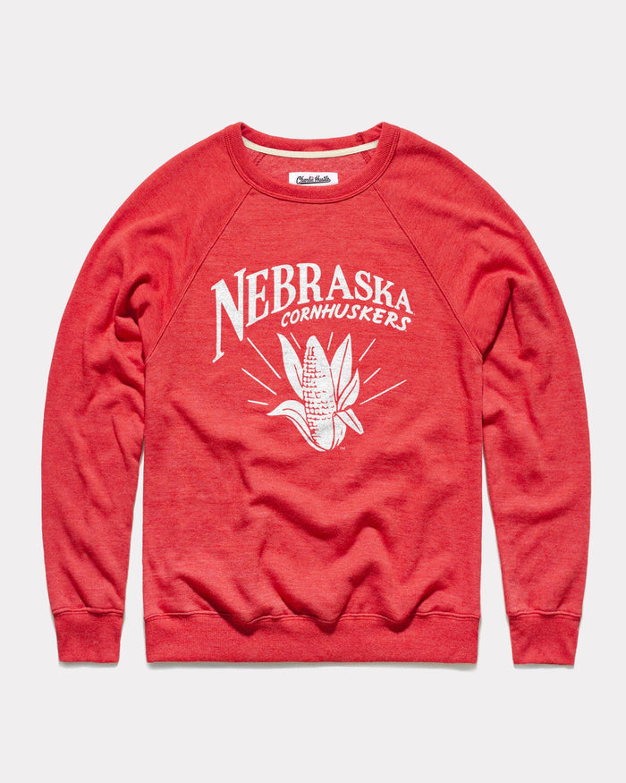 Red University Of Nebraska Cornhuskers Pennant Vintage Crewneck Sweatshirt