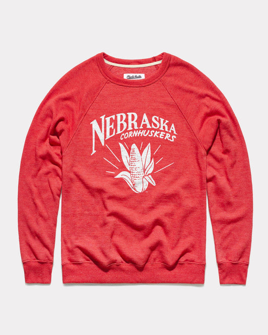 Red University Of Nebraska Cornhuskers Pennant Vintage Crewneck Sweatshirt